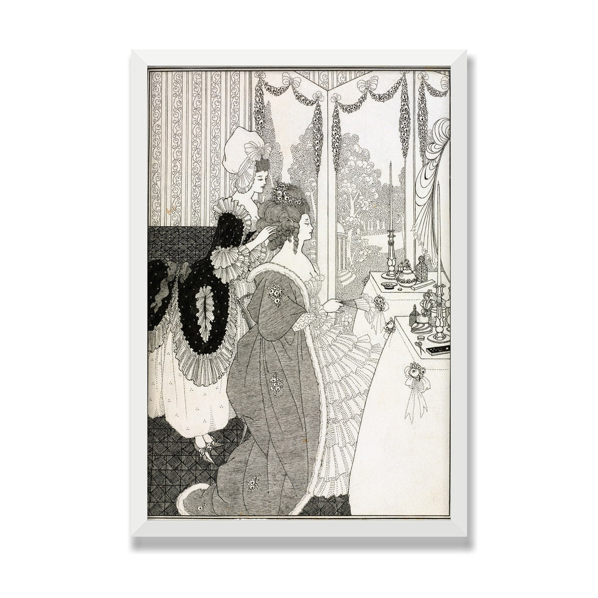 The Toilet (The Rape of the Lock), 16 × 24 in, White Satin frame