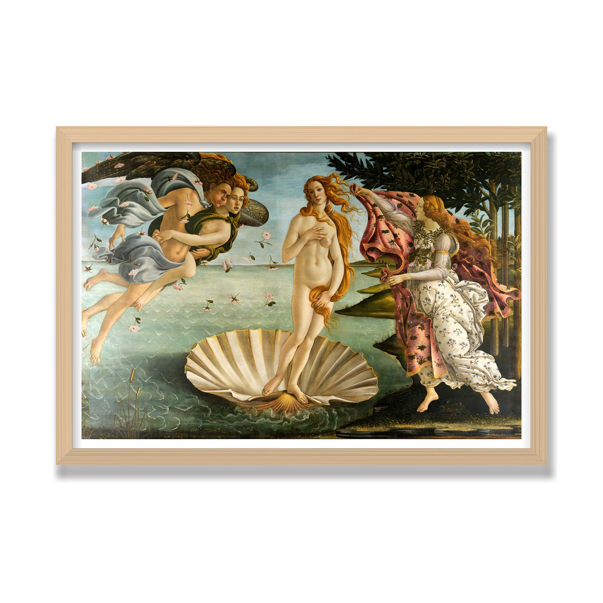 The Birth of Venus, 16 × 24 in, Natural Oak frame