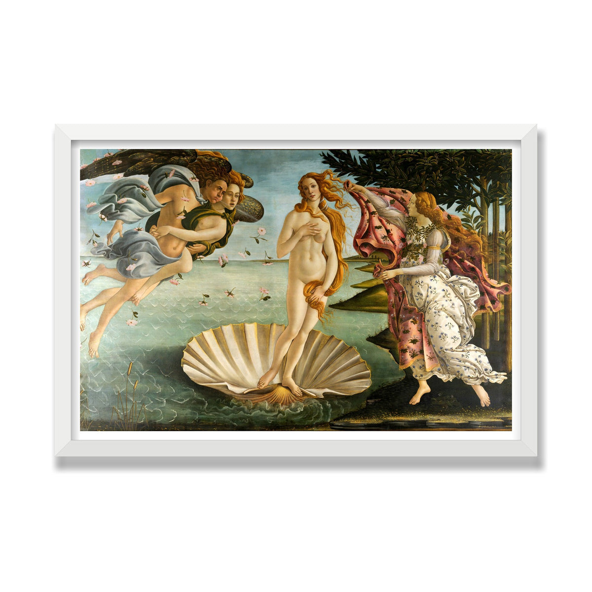 The Birth of Venus, 16 × 24 in, White Satin frame