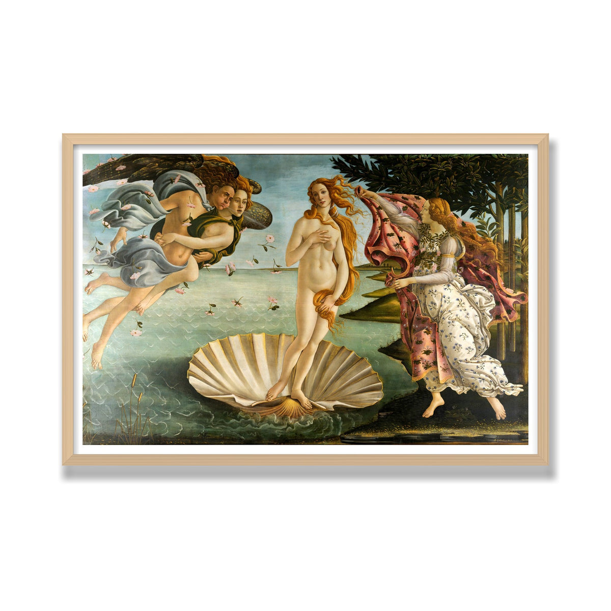 The Birth of Venus, 24 × 36 in, Natural Oak frame
