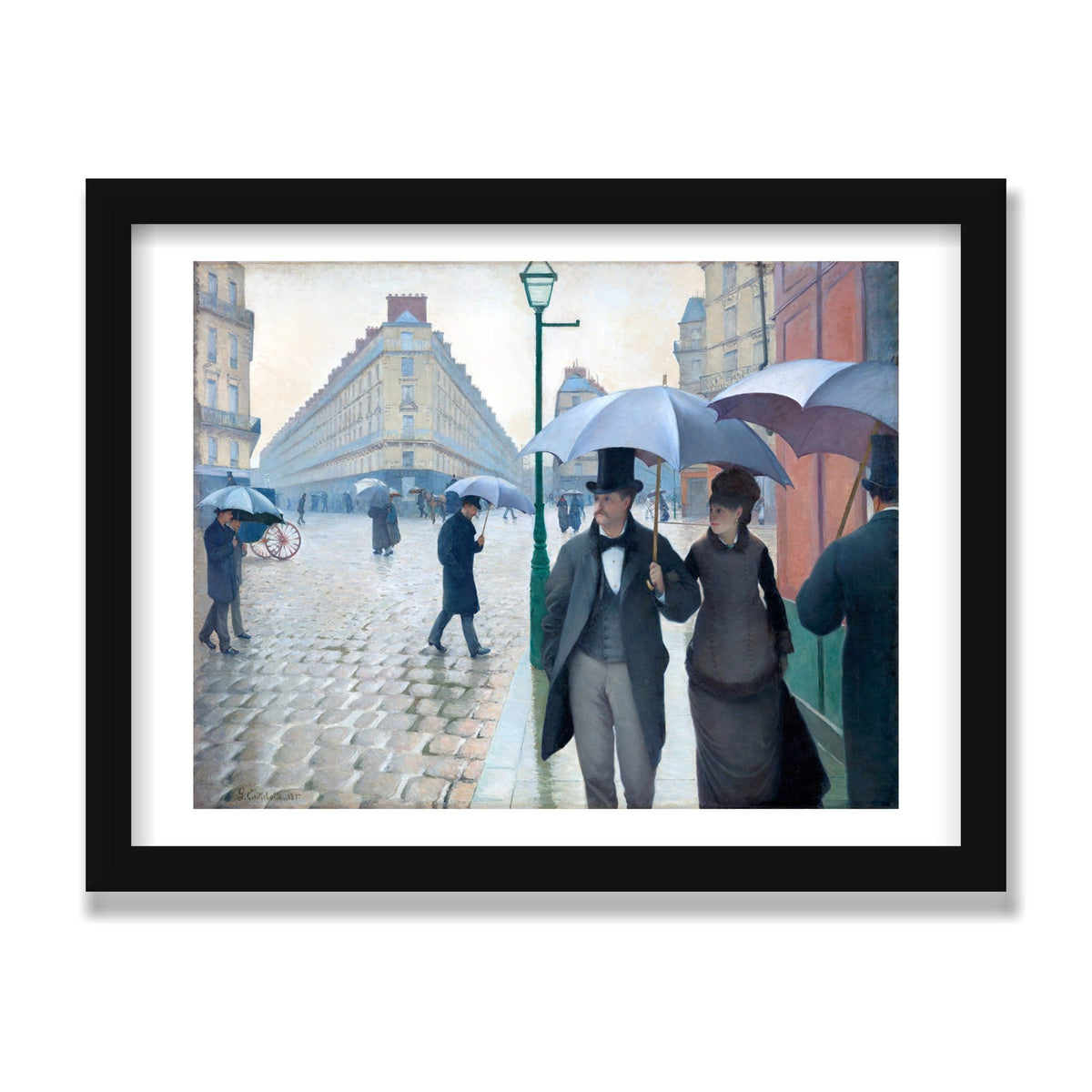 Paris Street; Rainy Day, 12 × 16 in, Black Satin frame