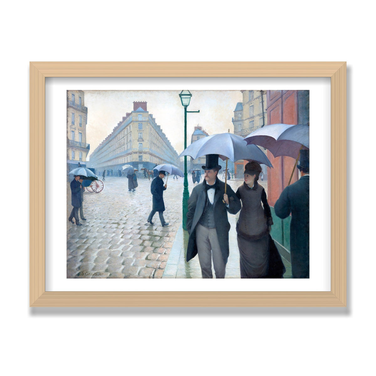 Paris Street; Rainy Day, 12 × 16 in, Natural Oak frame