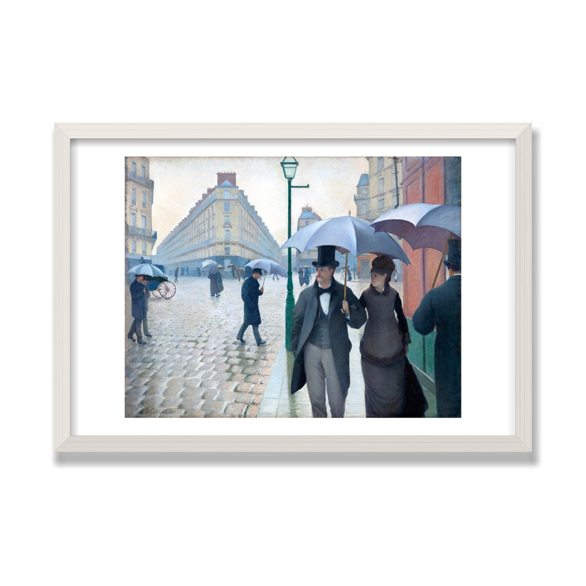 Paris Street; Rainy Day, 16 × 24 in, White Oak frame