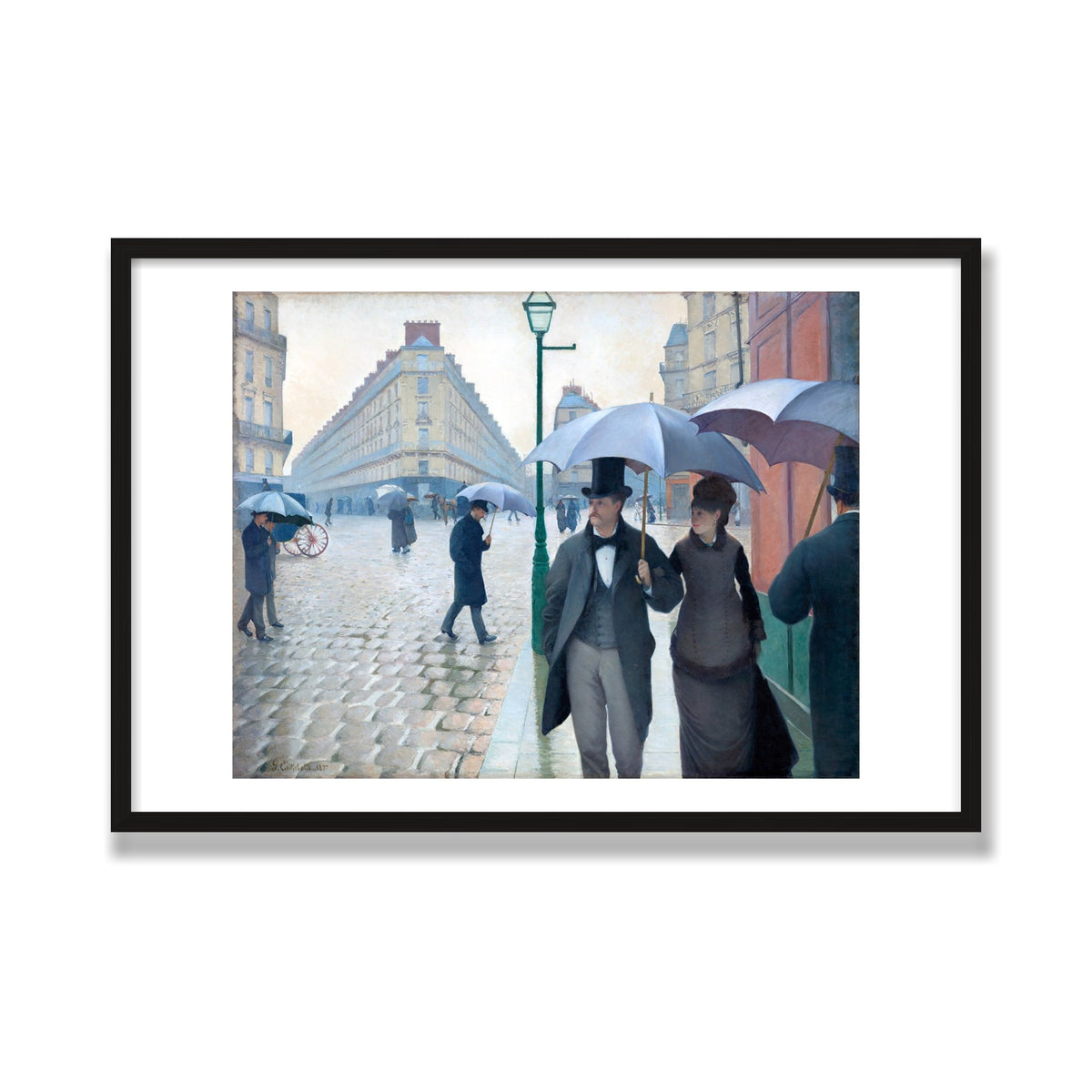 Paris Street; Rainy Day, 24 × 36 in, Black Oak frame