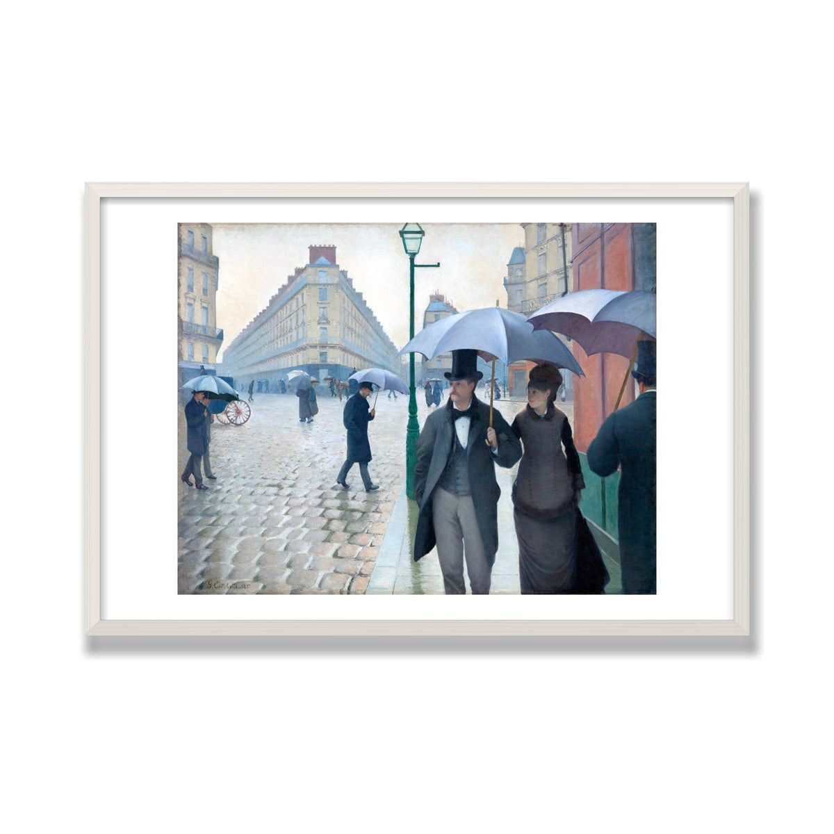 Paris Street; Rainy Day, 24 × 36 in, White Oak frame