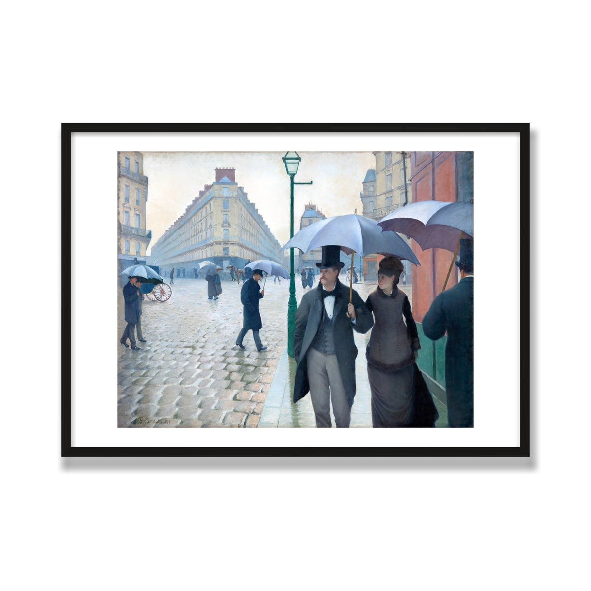 Paris Street; Rainy Day, 28 × 40 in, Black Oak frame