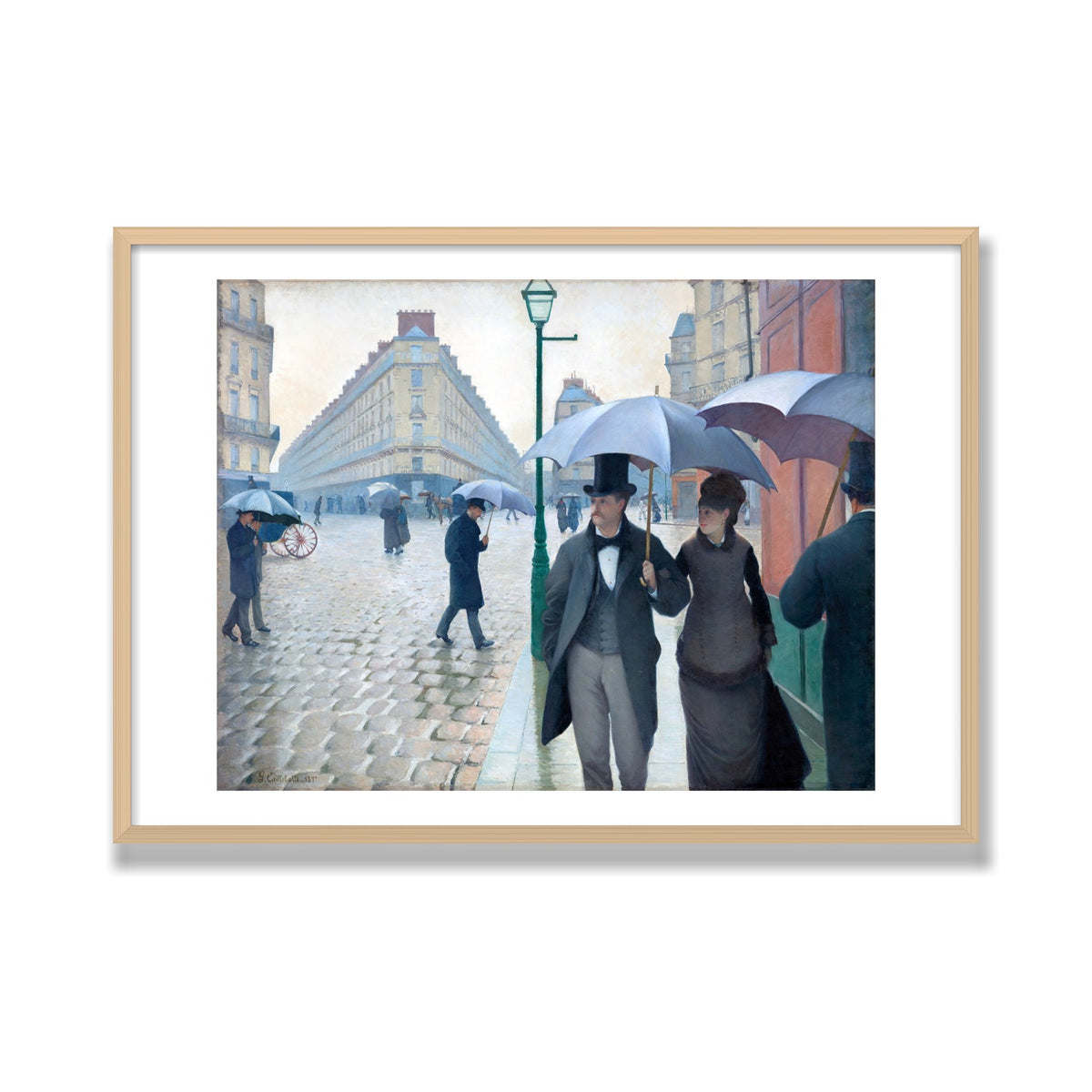 Paris Street; Rainy Day, 28 × 40 in, Natural Oak frame