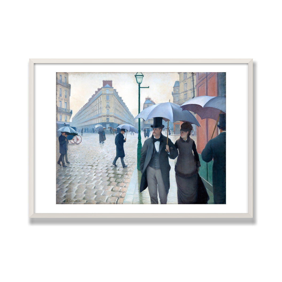 Paris Street; Rainy Day, 28 × 40 in, White Oak frame