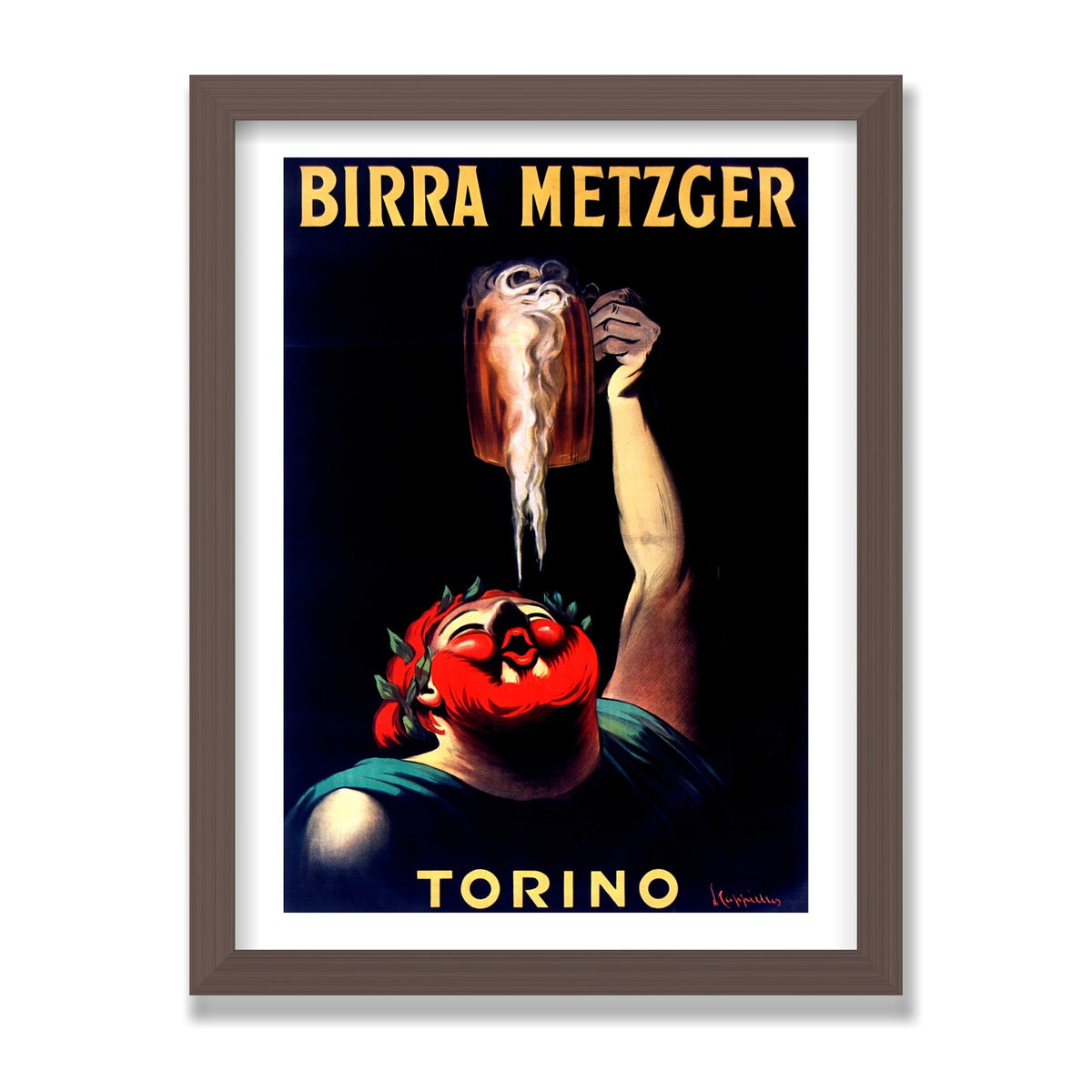 Birra Metzger, 12 × 16 in, Walnut frame