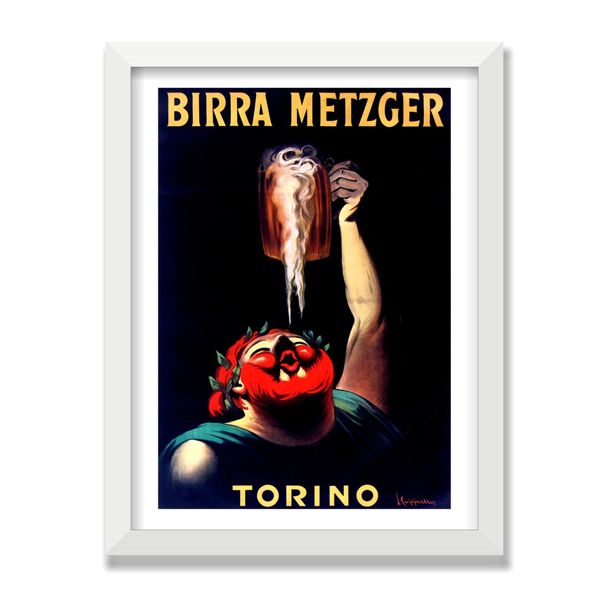 Birra Metzger, 12 × 16 in, White Satin frame