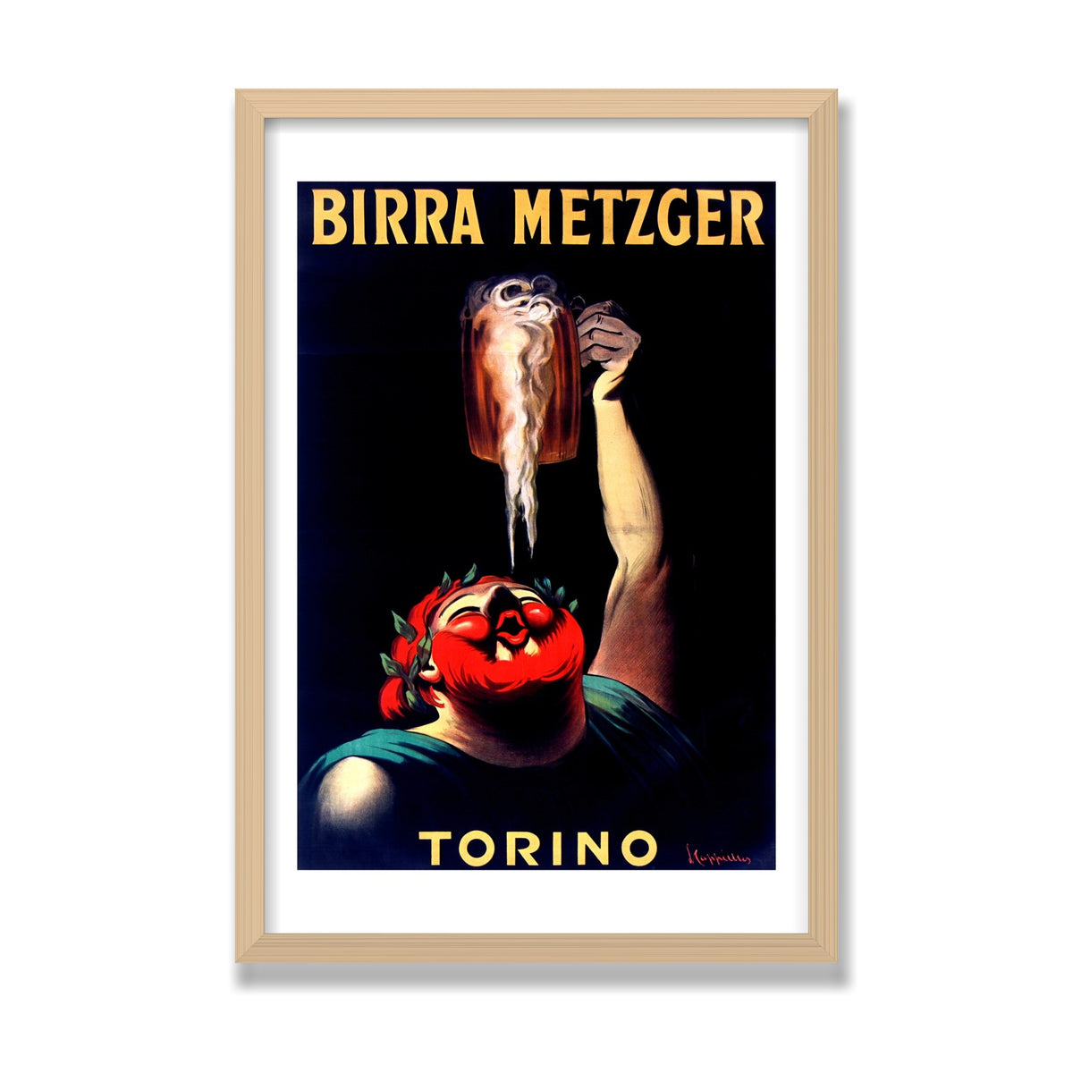 Birra Metzger, 16 × 24 in, Natural Oak frame