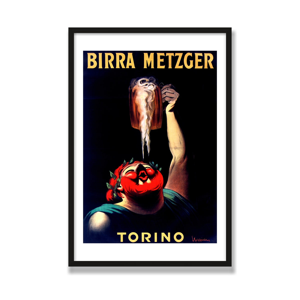 Birra Metzger, 24 × 36 in, Black Oak frame