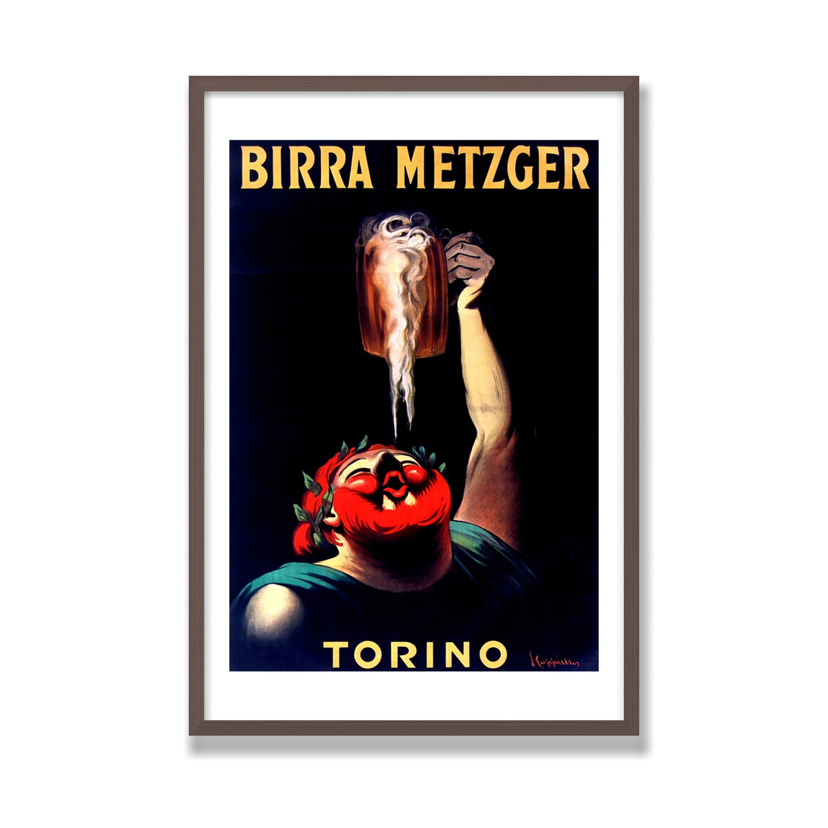 Birra Metzger, 24 × 36 in, Walnut frame