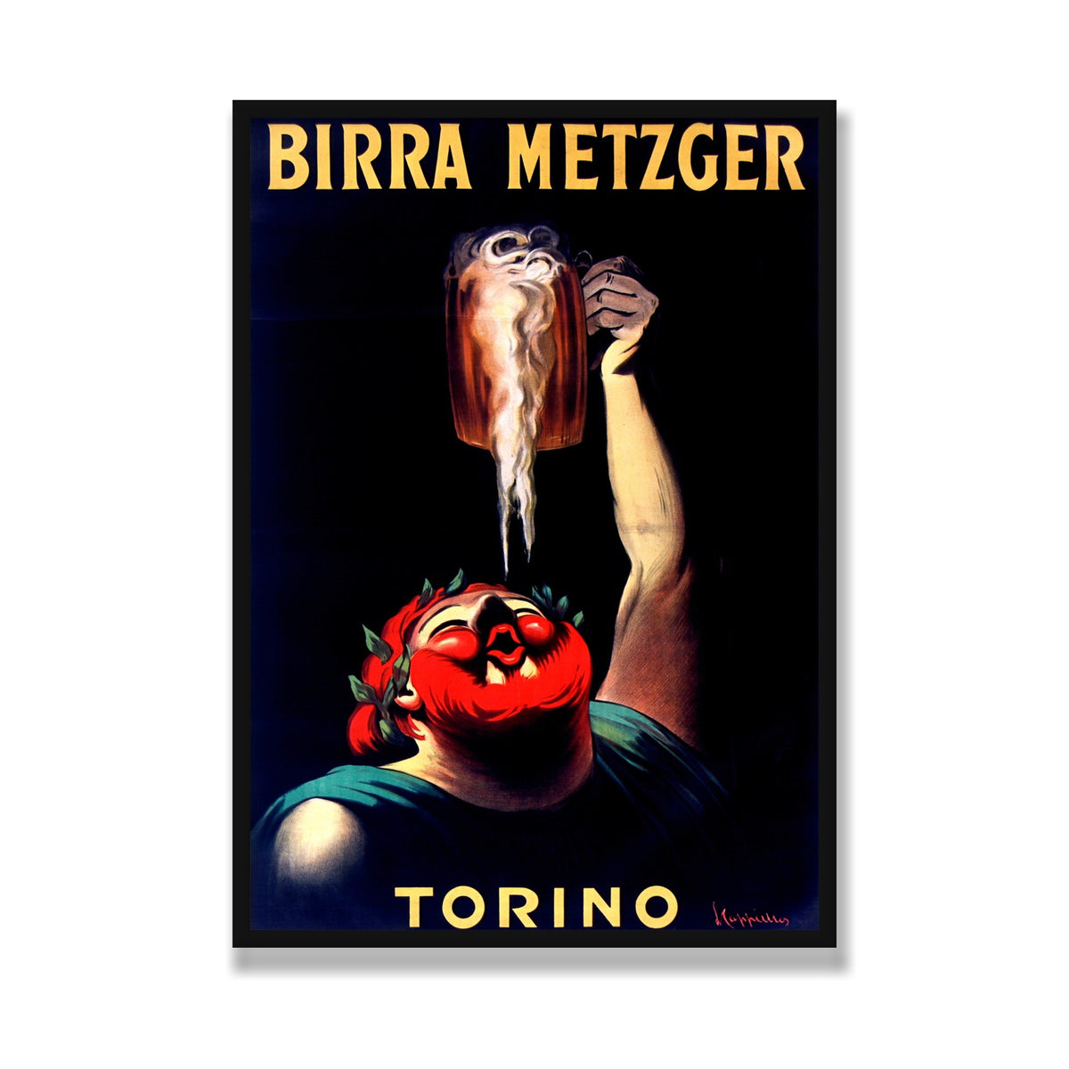 Birra Metzger, 28 × 40 in, Black Satin frame