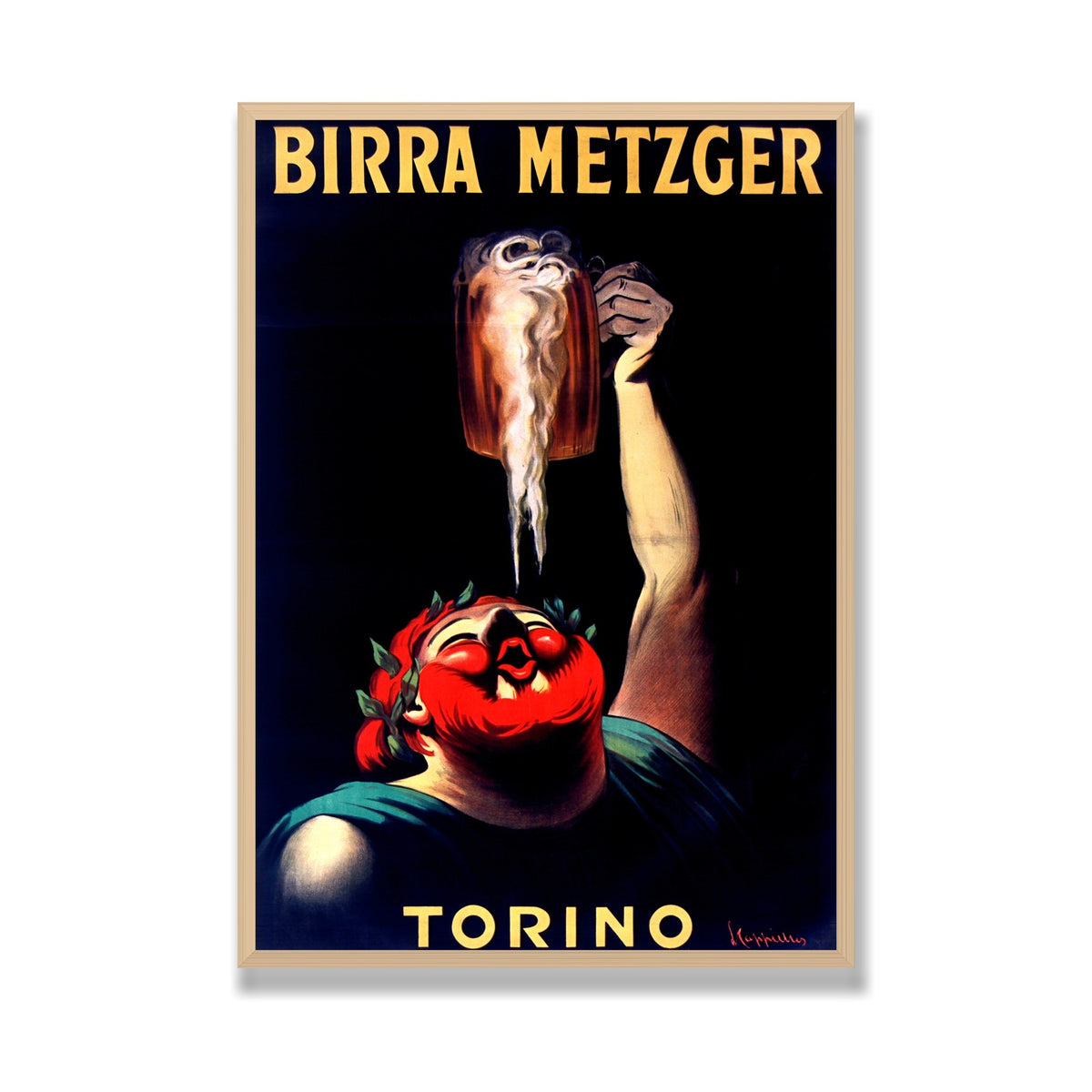 Birra Metzger, 28 × 40 in, Natural Oak frame