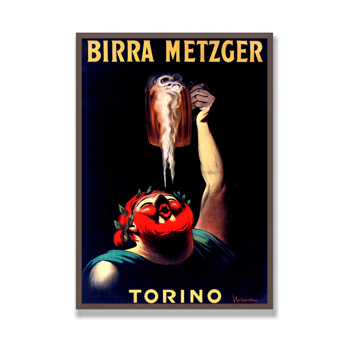 Birra Metzger, 28 × 40 in, Walnut frame