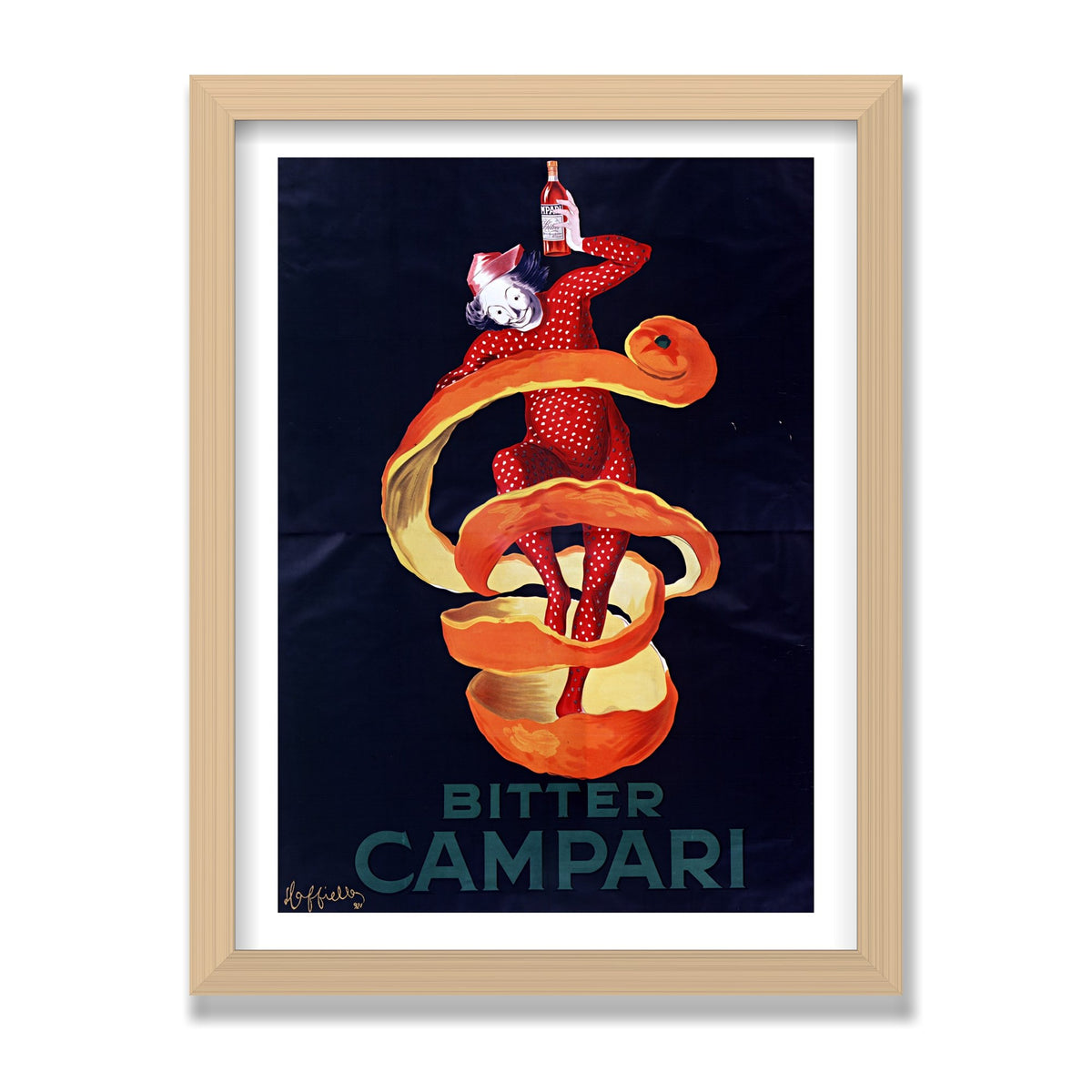 Bitter Campari (Lo Spiritello), 12 × 16 in, Natural Oak frame