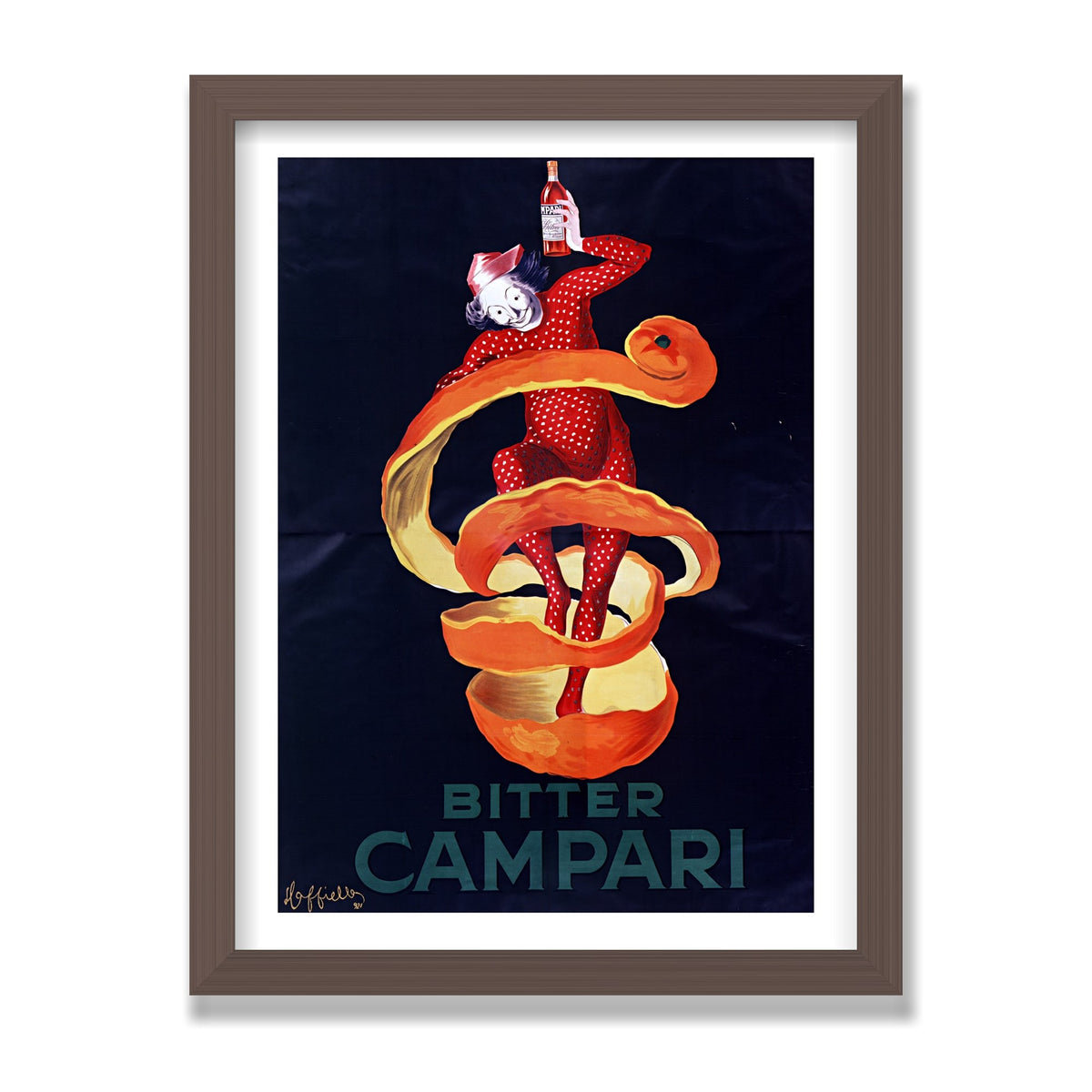 Bitter Campari (Lo Spiritello), 12 × 16 in, Walnut frame