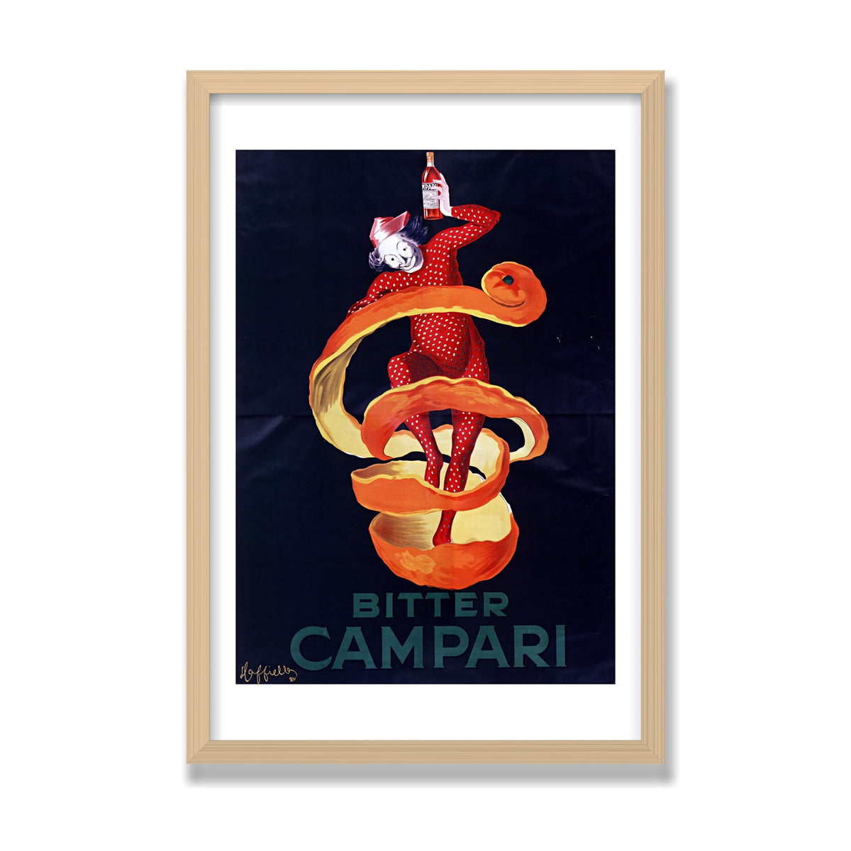 Bitter Campari (Lo Spiritello), 16 × 24 in, Natural Oak frame