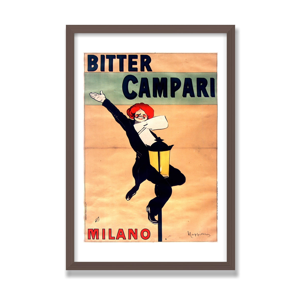 Bitter Campari, Milano (1912), 16 × 24 in, Walnut frame