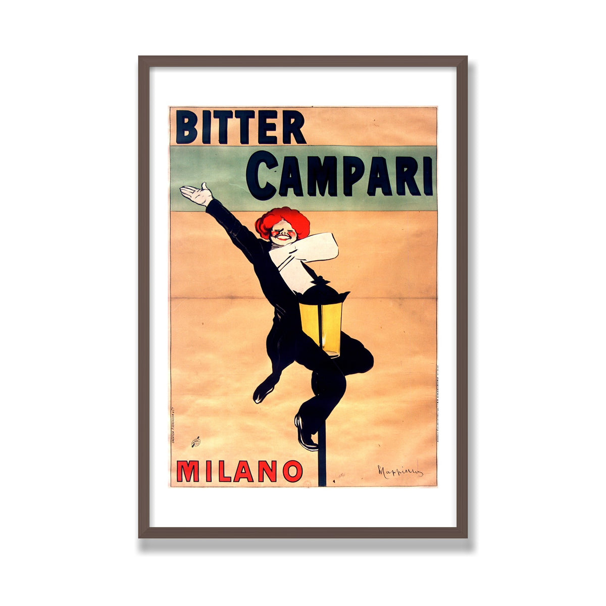 Bitter Campari, Milano (1912), 24 × 36 in, Walnut frame