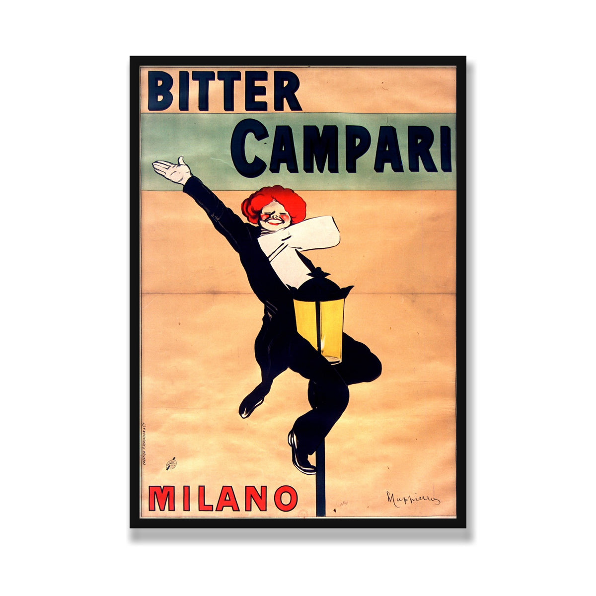 Bitter Campari, Milano (1912), 28 × 40 in, Black Satin frame