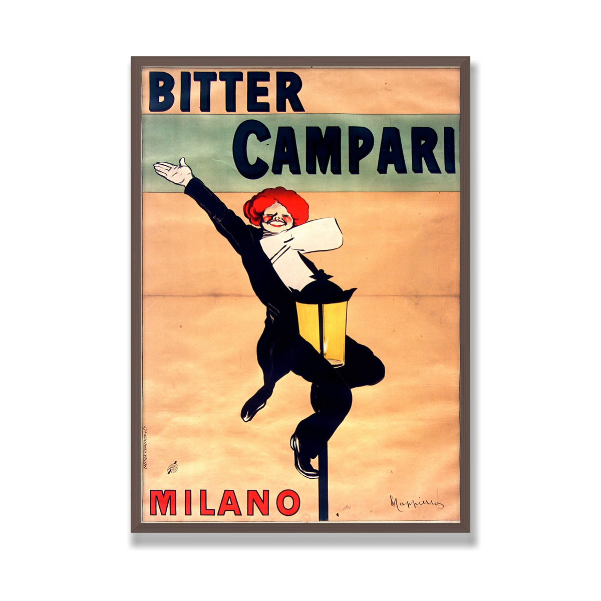 Bitter Campari, Milano (1912), 28 × 40 in, Walnut frame