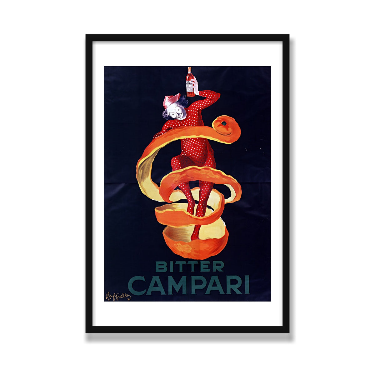 Bitter Campari (Lo Spiritello), 24 × 36 in, Black Satin frame