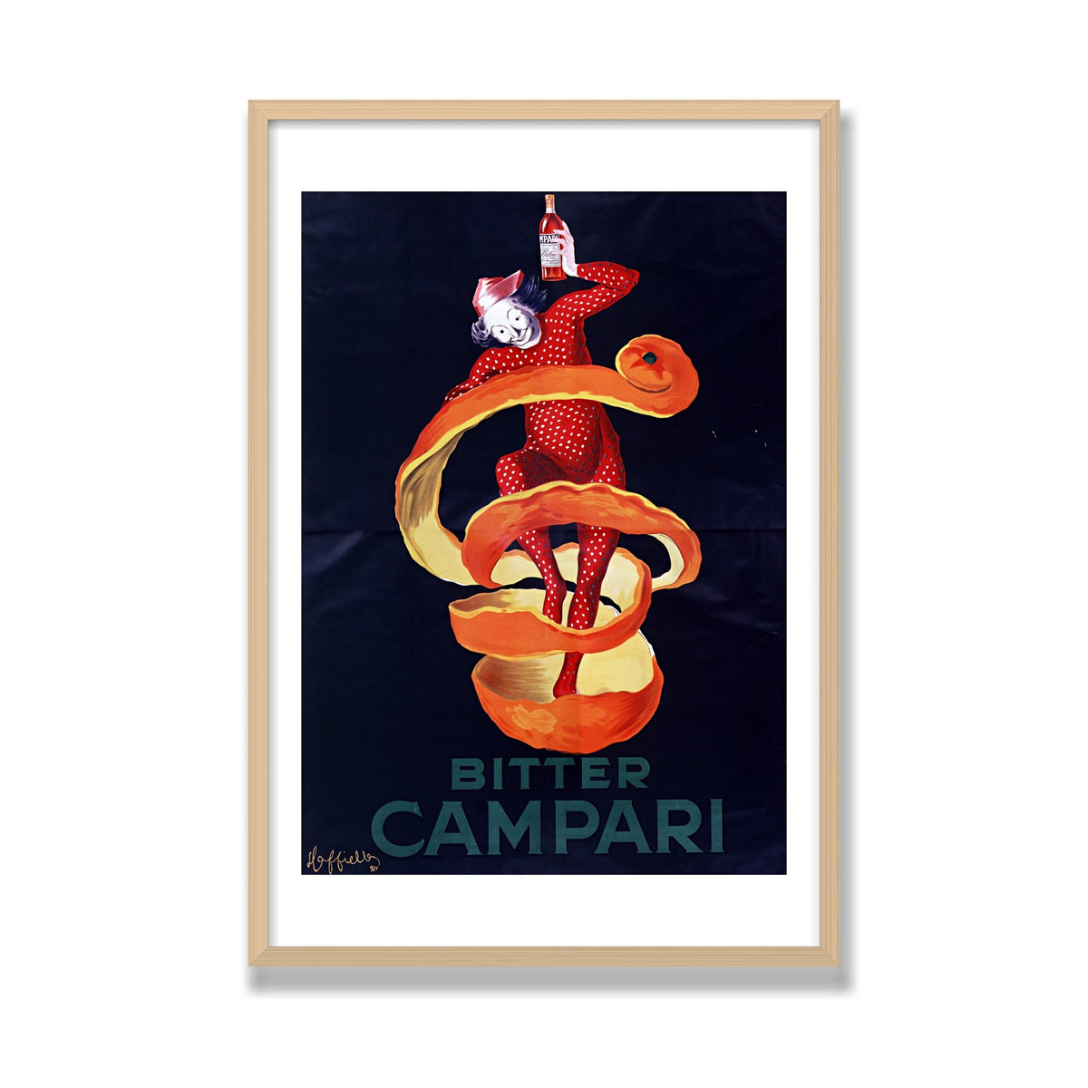 Bitter Campari (Lo Spiritello), 24 × 36 in, Natural Oak frame