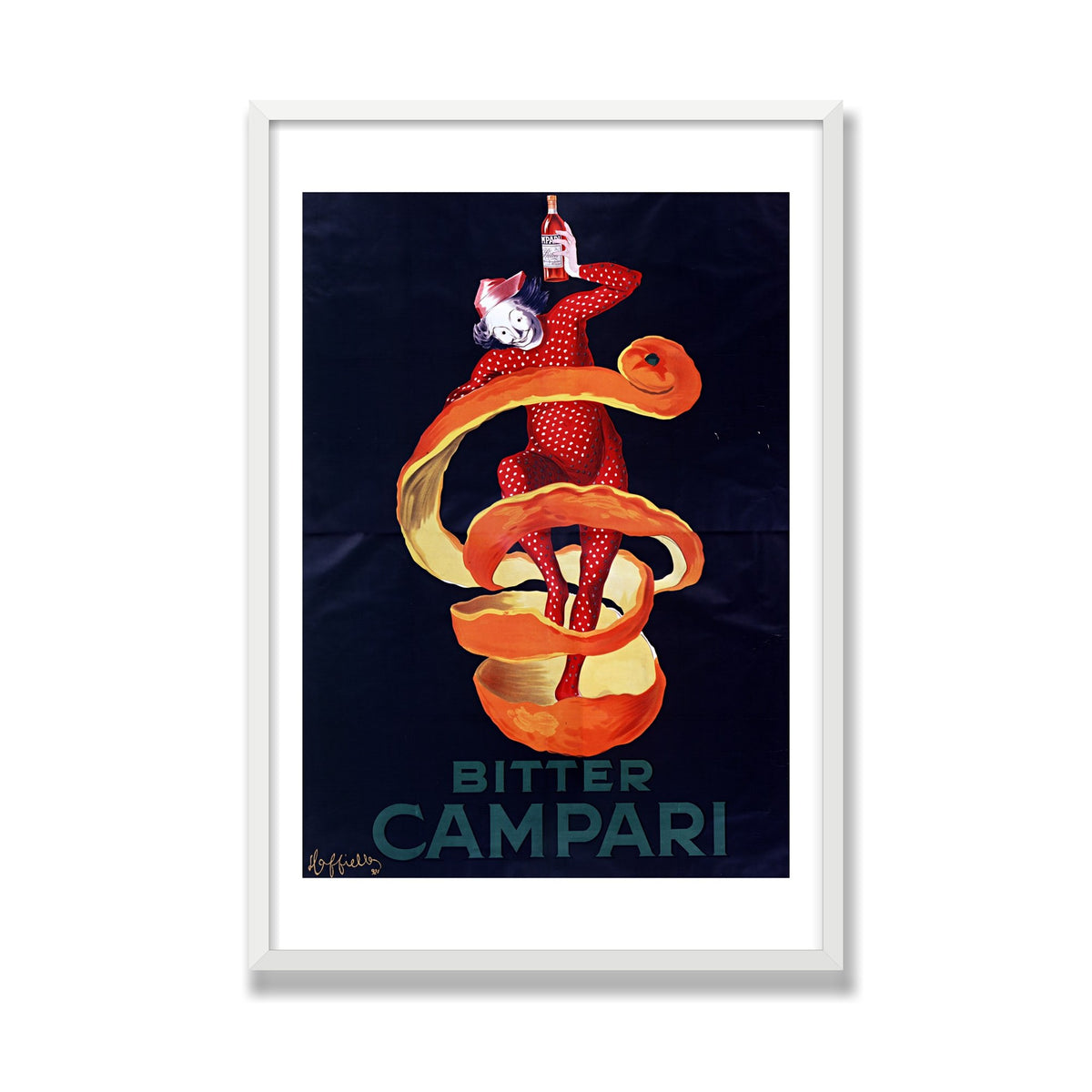 Bitter Campari (Lo Spiritello), 24 × 36 in, White Satin frame