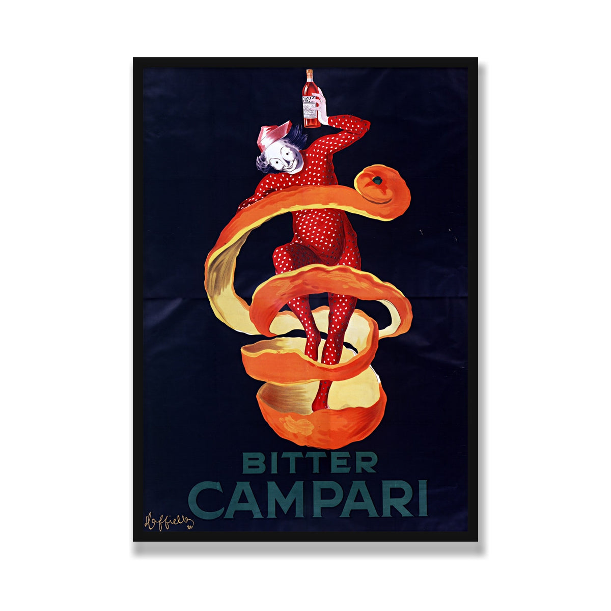 Bitter Campari (Lo Spiritello), 28 × 40 in, Black Satin frame