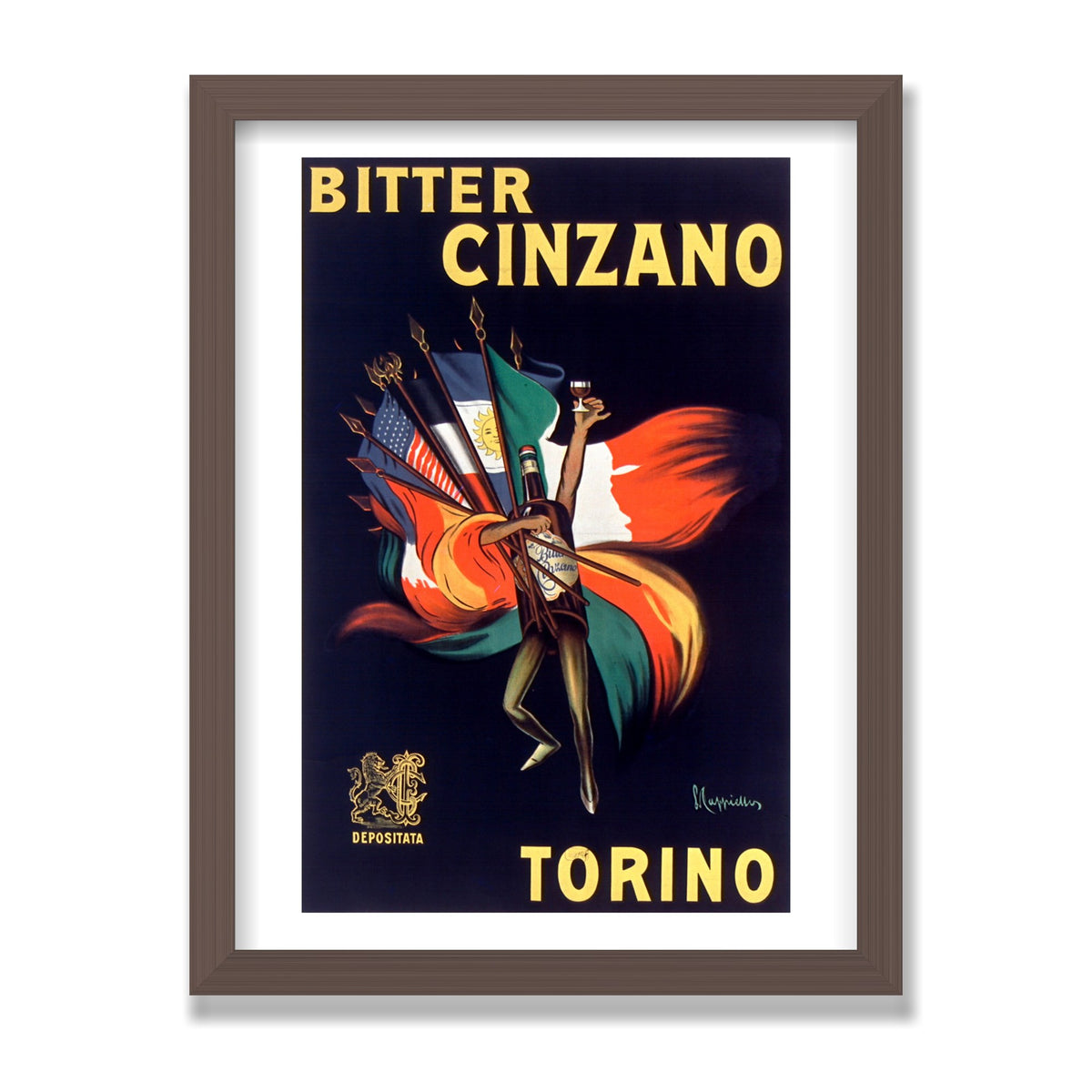 Bitter Cinzano, 12 × 16 in, Walnut frame