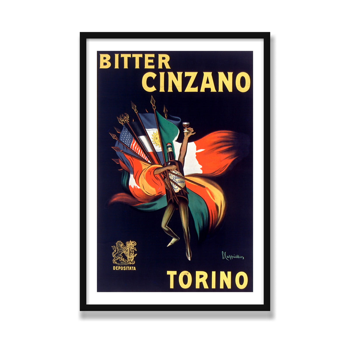 Bitter Cinzano, 24 × 36 in, Black Satin frame