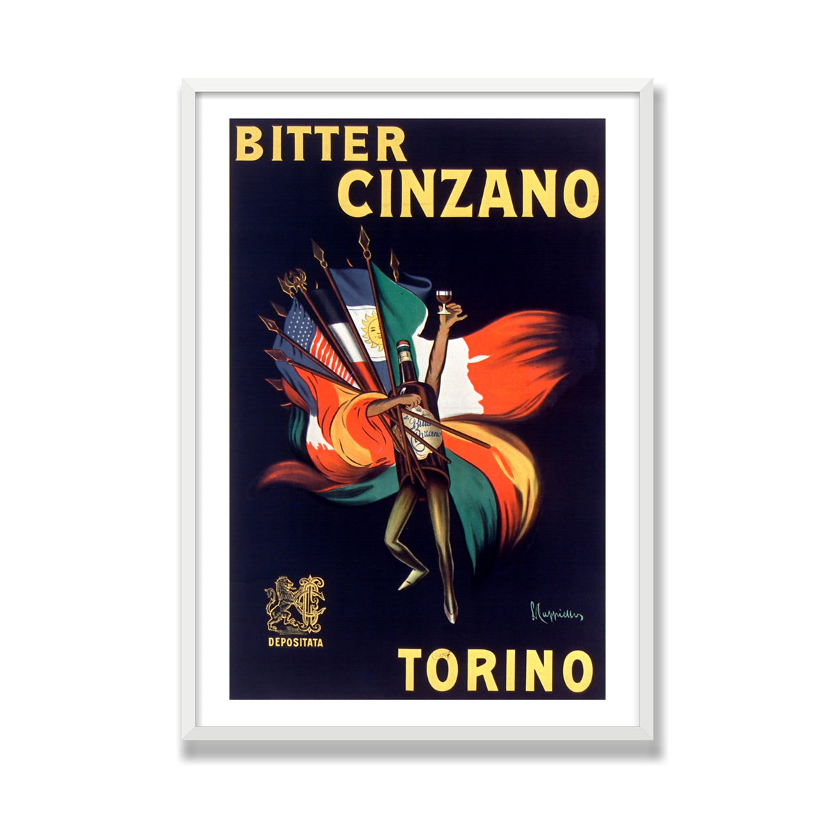 Bitter Cinzano, 28 × 40 in, White Satin frame