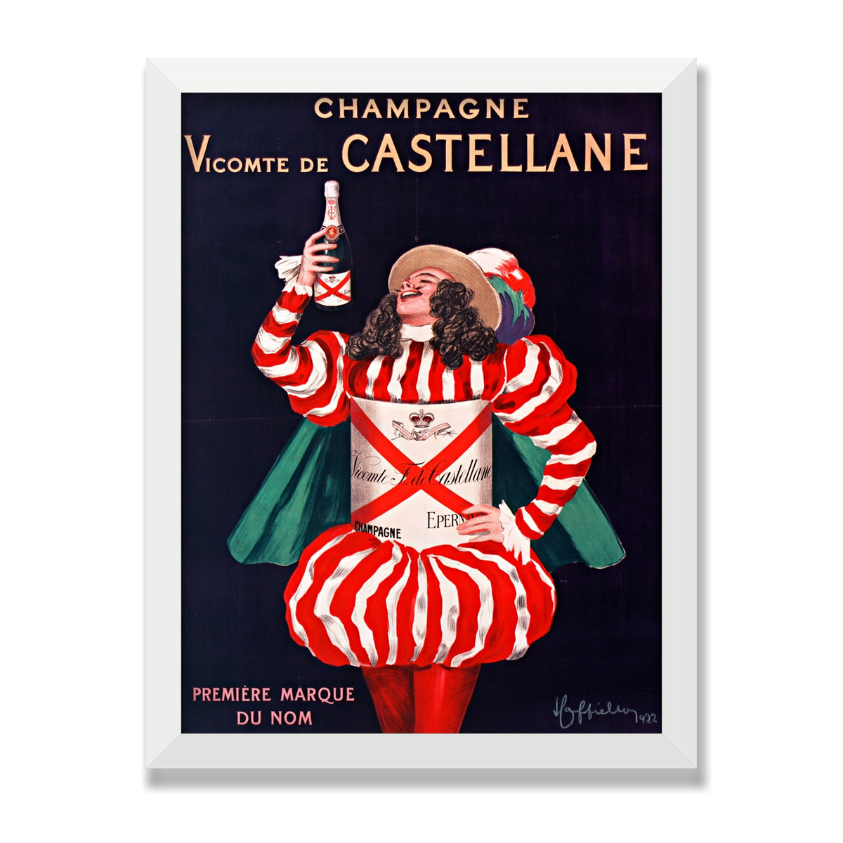 Champagne de Castellane, 12 × 16 in, White Satin frame