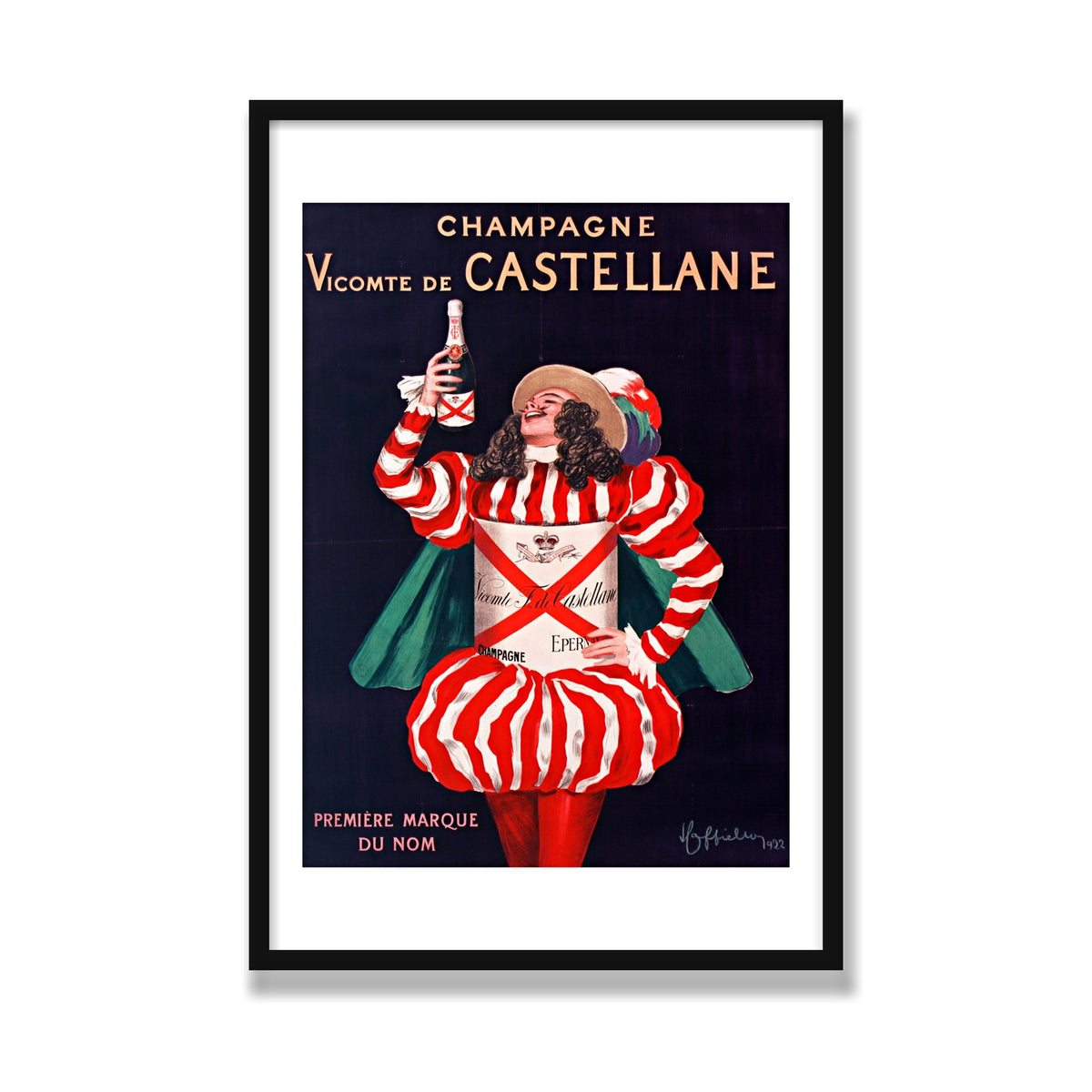 Champagne de Castellane, 24 × 36 in, Black Satin frame