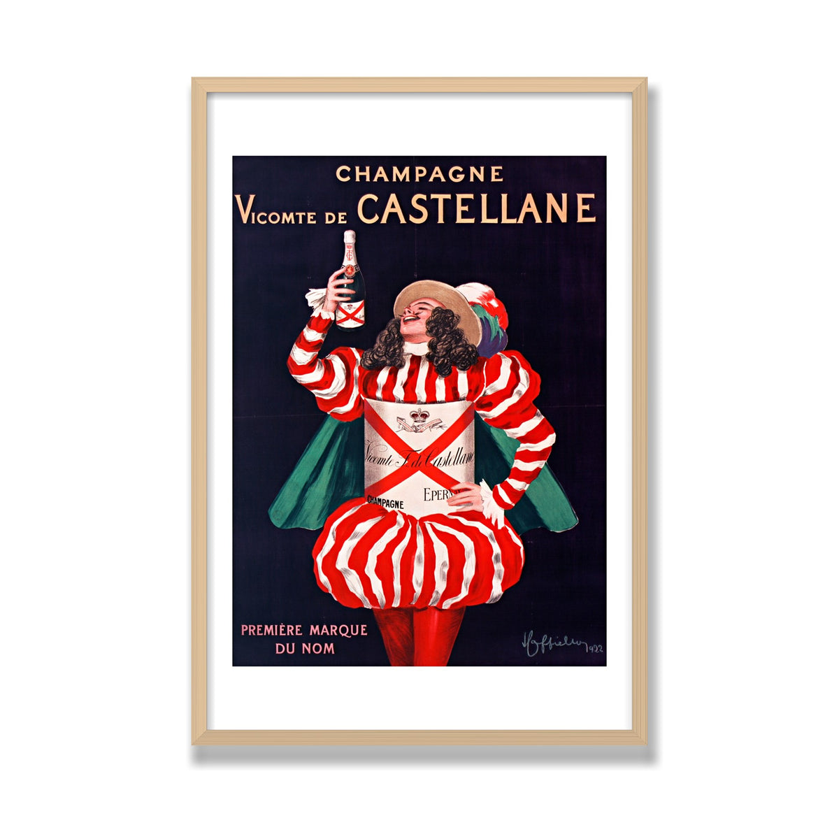 Champagne de Castellane, 24 × 36 in, Natural Oak frame