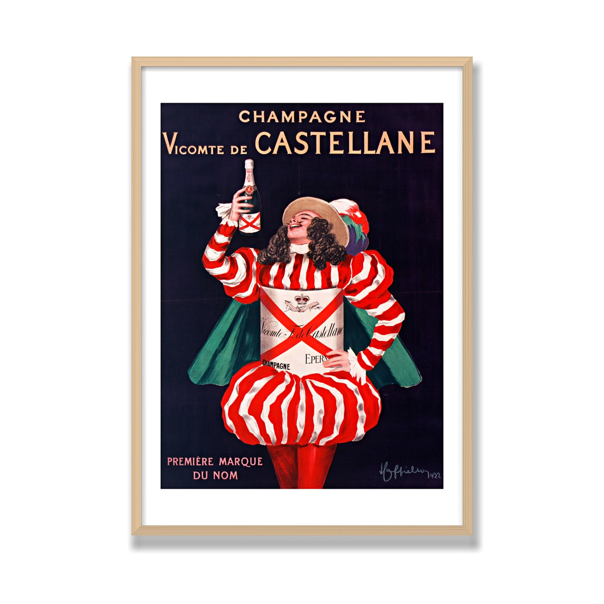 Champagne de Castellane, 28 × 40 in, Natural Oak frame