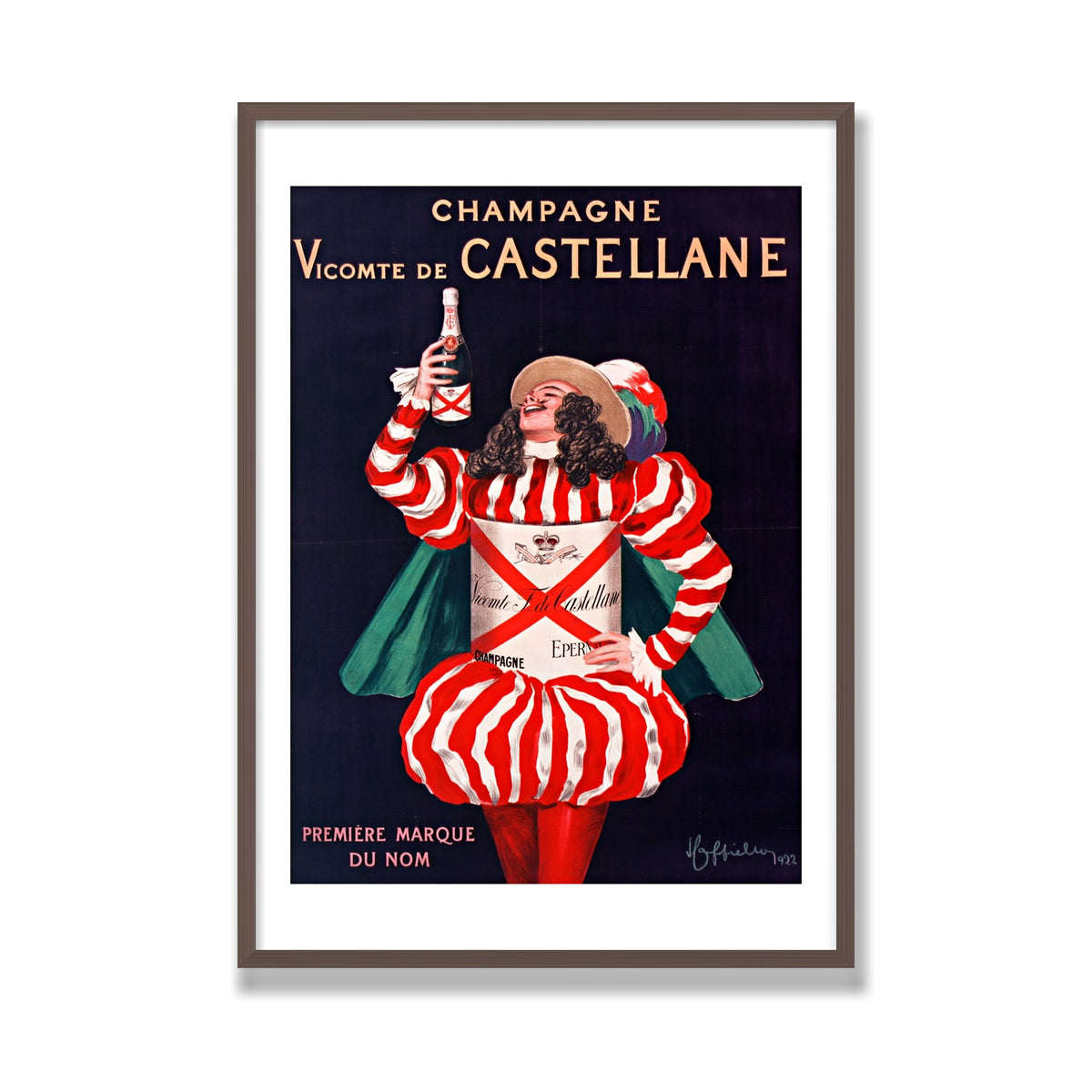Champagne de Castellane, 28 × 40 in, Walnut frame