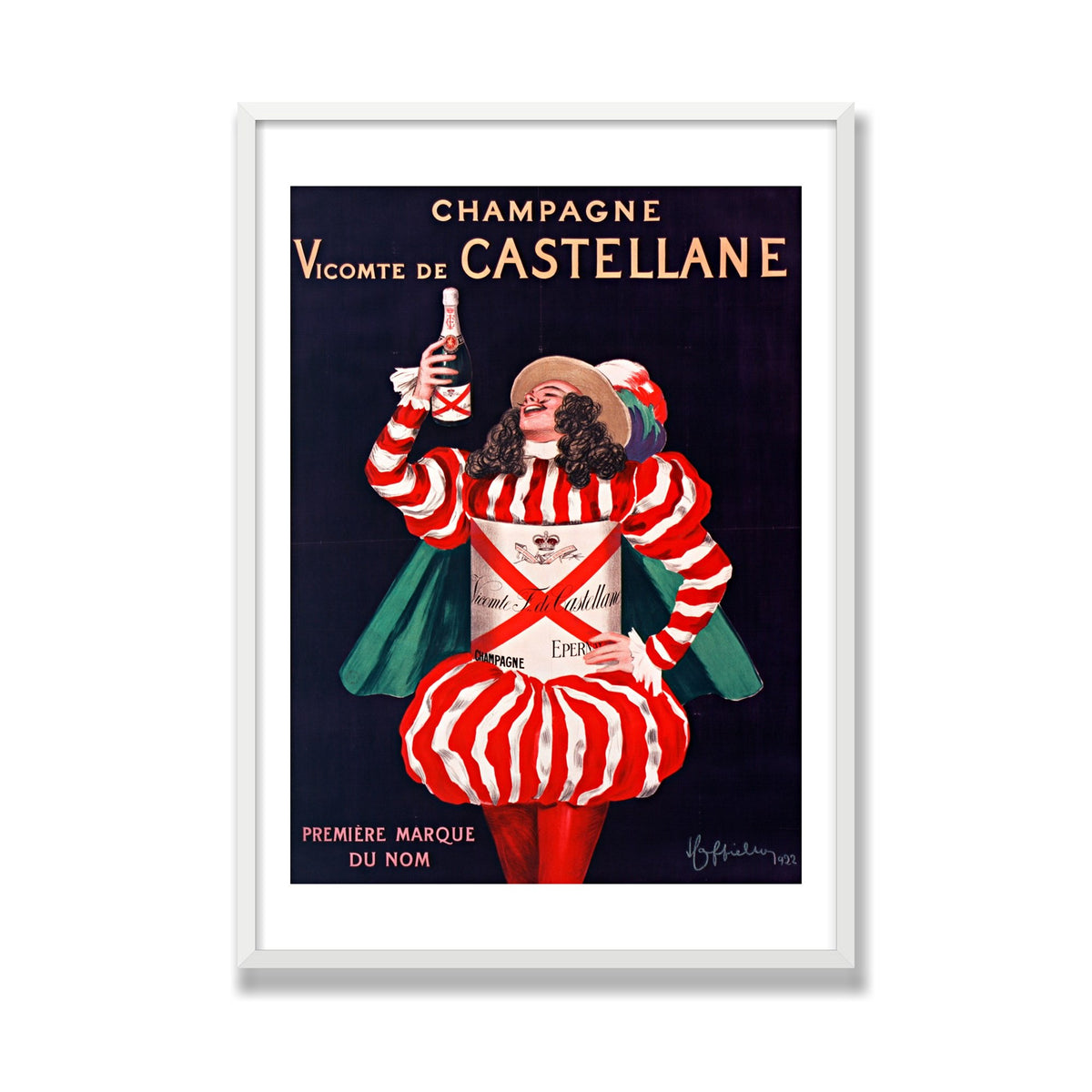 Champagne de Castellane, 28 × 40 in, White Satin frame