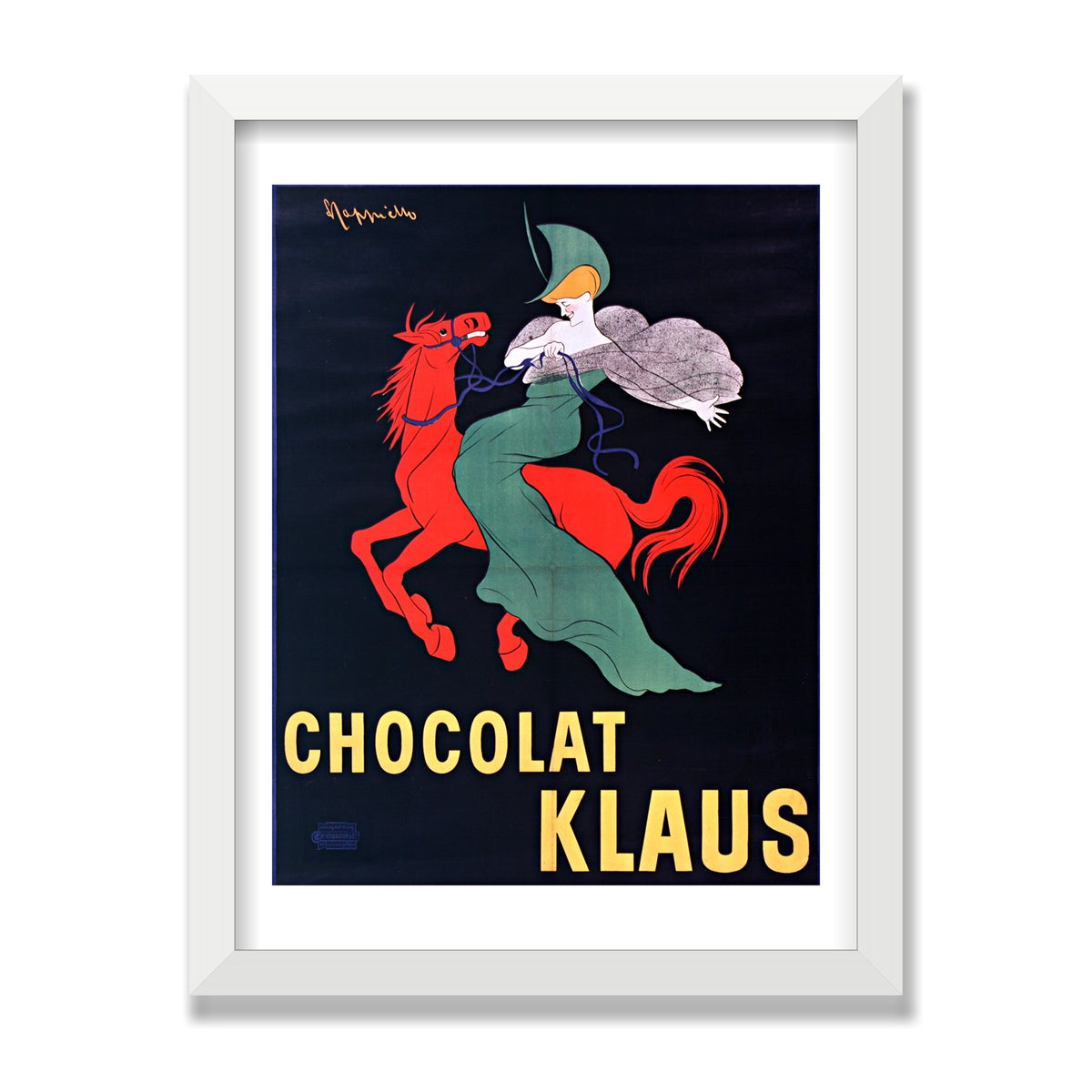 Chocolat Klaus, 12 × 16 in, White Satin frame
