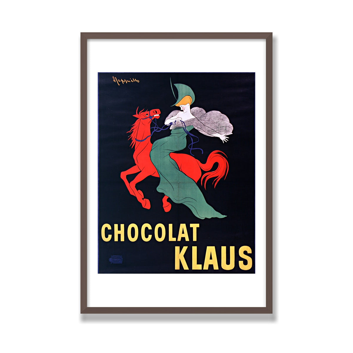 Chocolat Klaus, 24 × 36 in, Walnut frame
