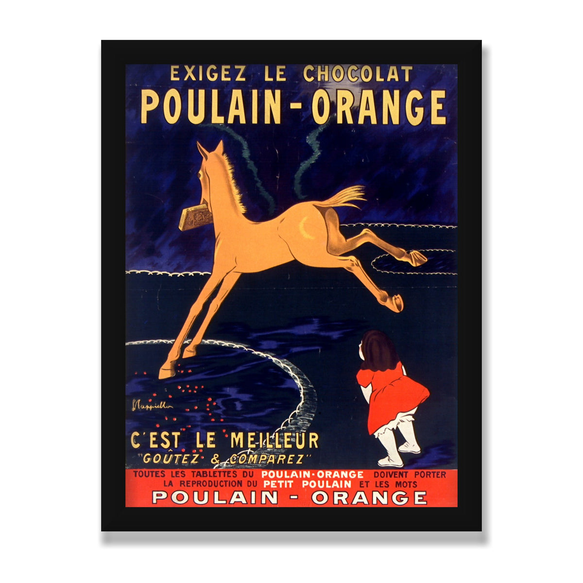 Chocolat Poulain, 12 × 16 in, Black Satin frame