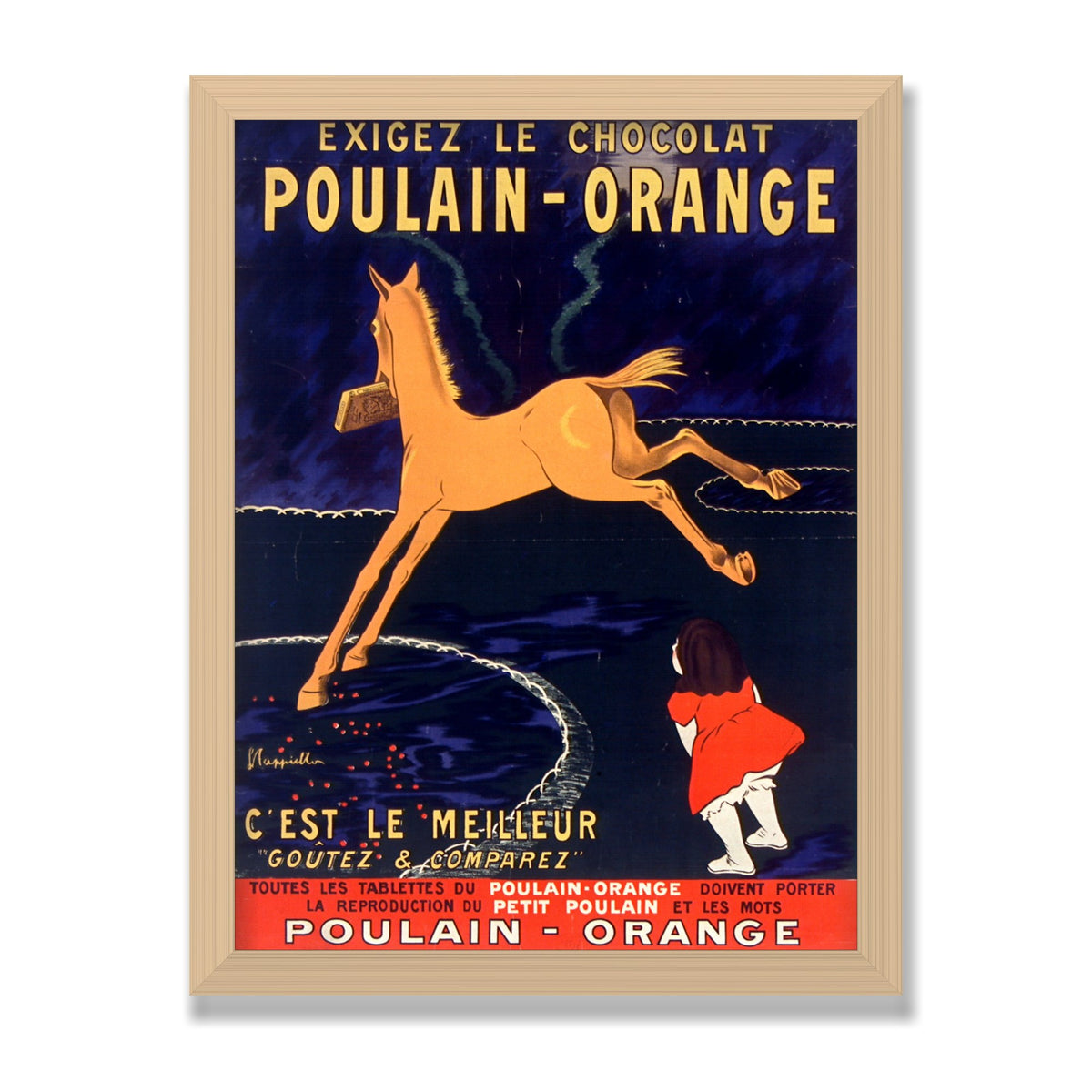 Chocolat Poulain, 12 × 16 in, Natural Oak frame