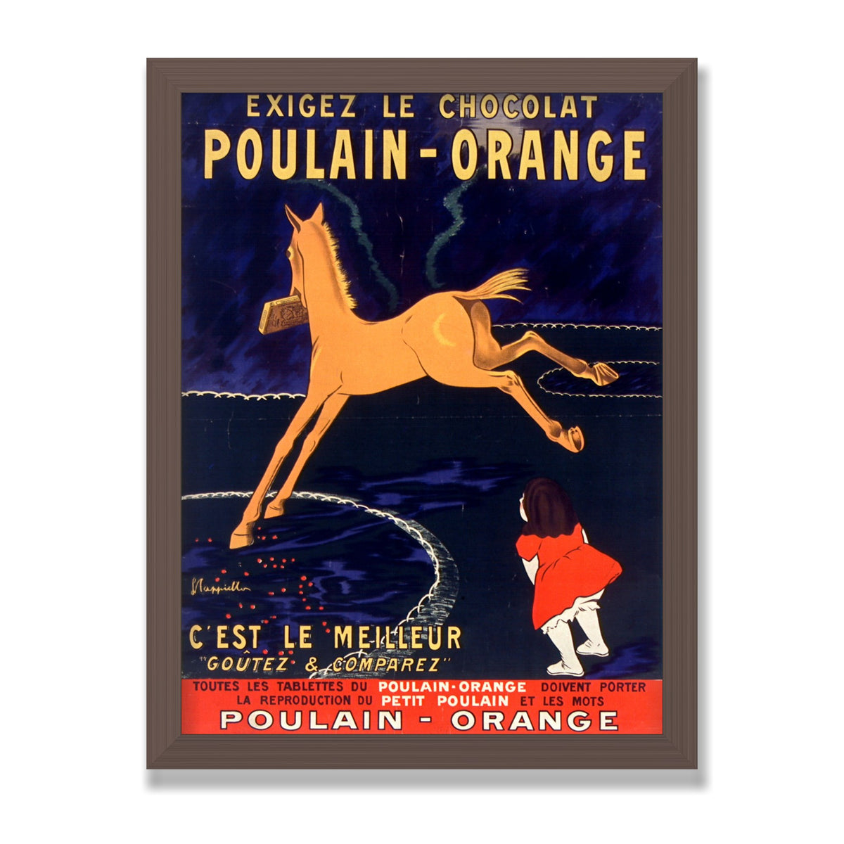 Chocolat Poulain, 12 × 16 in, Walnut frame