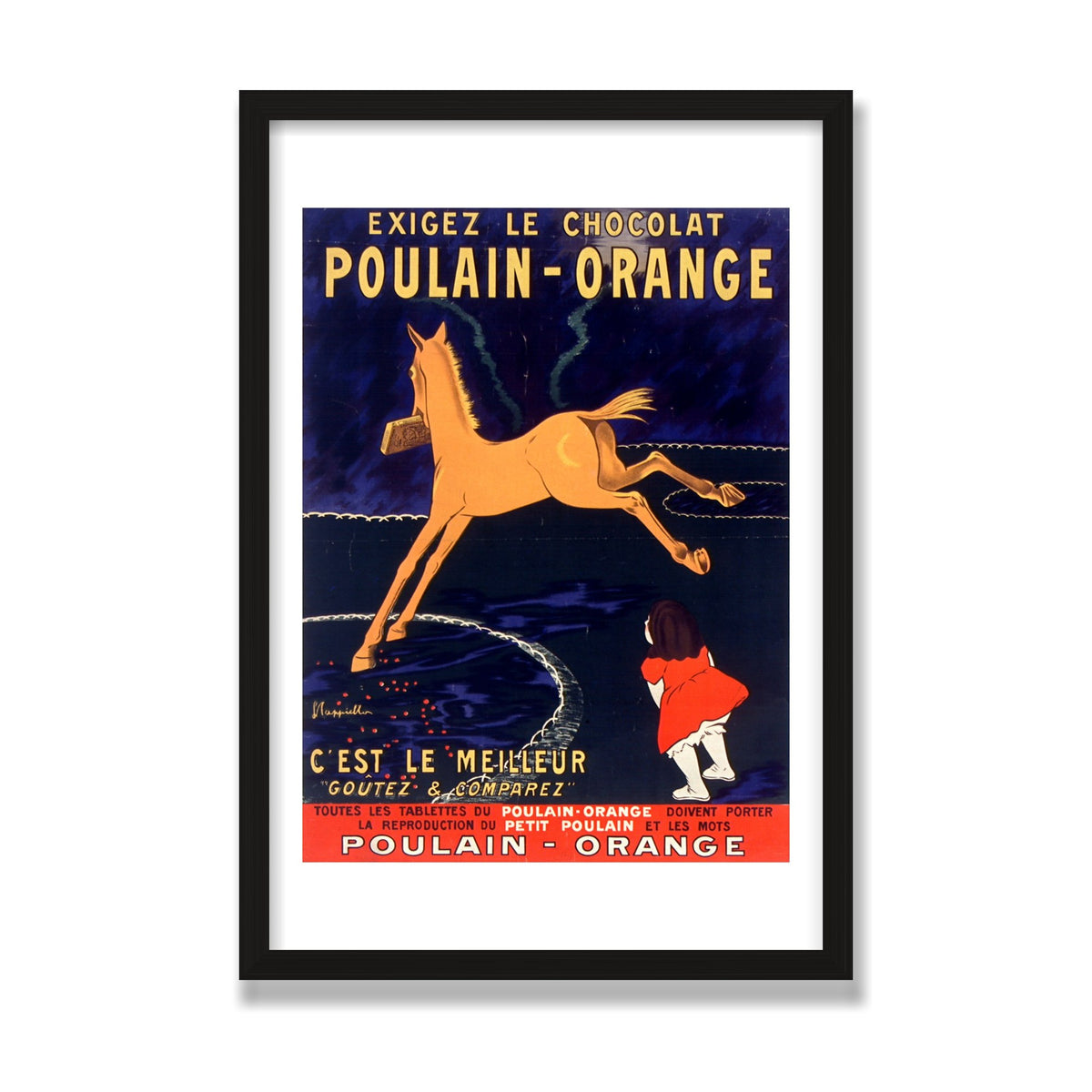Chocolat Poulain, 16 × 24 in, Black Oak frame