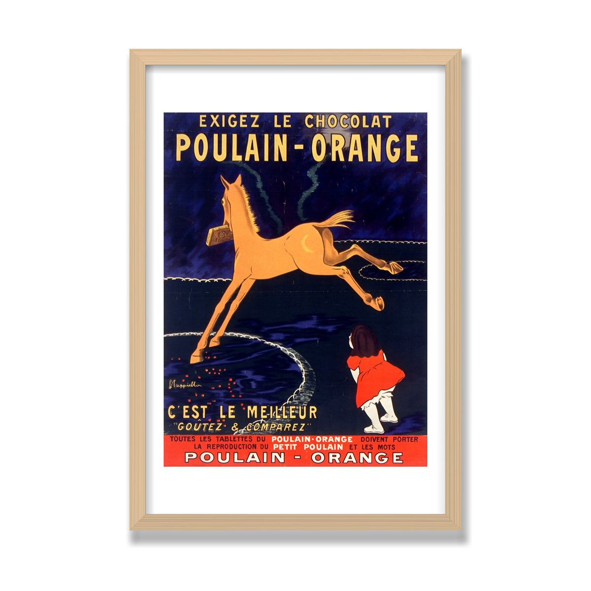 Chocolat Poulain, 16 × 24 in, Natural Oak frame