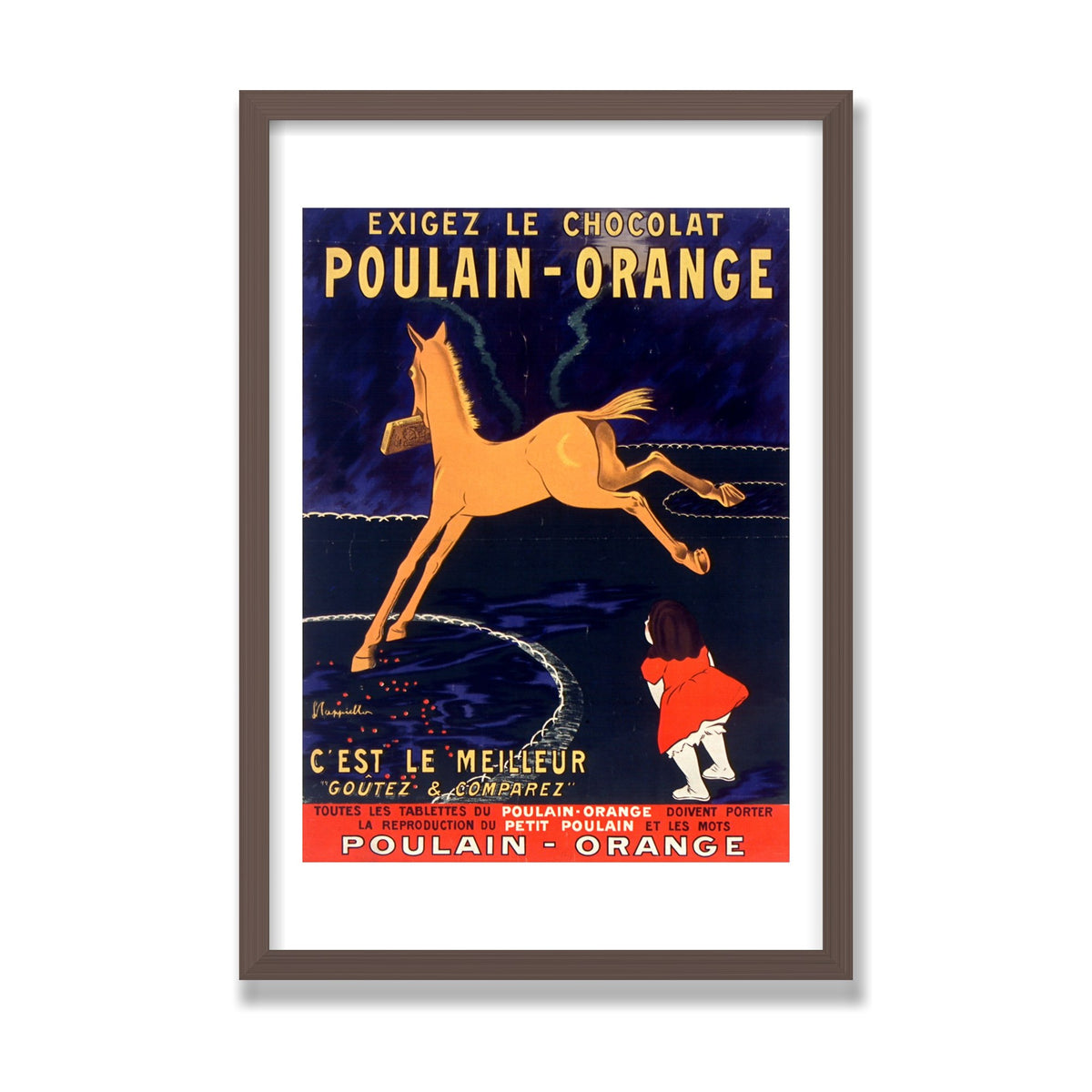Chocolat Poulain, 16 × 24 in, Walnut frame