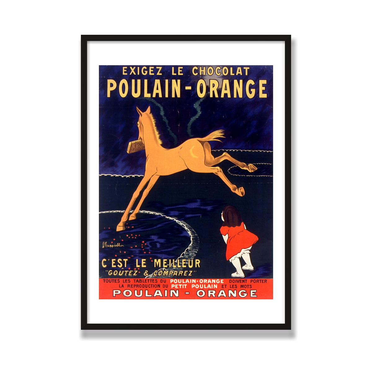 Chocolat Poulain, 28 × 40 in, Black Oak frame