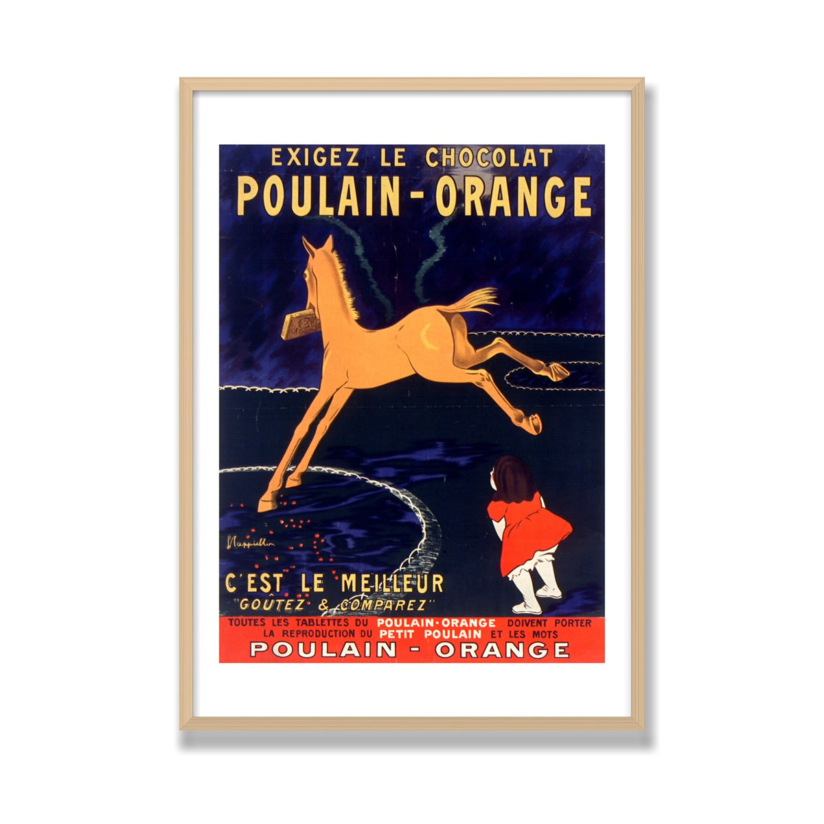 Chocolat Poulain, 28 × 40 in, Natural Oak frame
